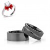 Siyah 8mm Gümüş Alyans Modeli Çizgili Nişan Yüzüğü