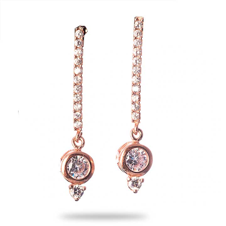 Yuvarlak Çok Taşlı Rose Küpe Yuvarlak Çok Taşlı Rose Küpe