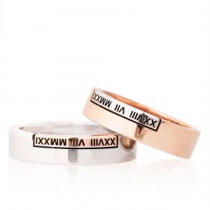 Roma Rakamlı Çift Renk Erkek Gümüş Alyans  