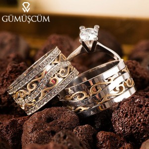Poyraz Gümüş Alyans Modeli Taşlı Alyans Çifti Poyraz Gümüş Alyans Modeli Taşlı Alyans Çifti