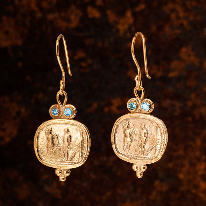 Antik Roma Para Altın Kaplama Otantik Kadın Küpe
