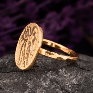 Apollo Antik Roma Parası Altın Kaplama Otantik Kadın Gümüş Yüzük Modeli Apollo Antik Roma Parası Altın Kaplama Otantik Kadın Gümüş Yüzük Modeli