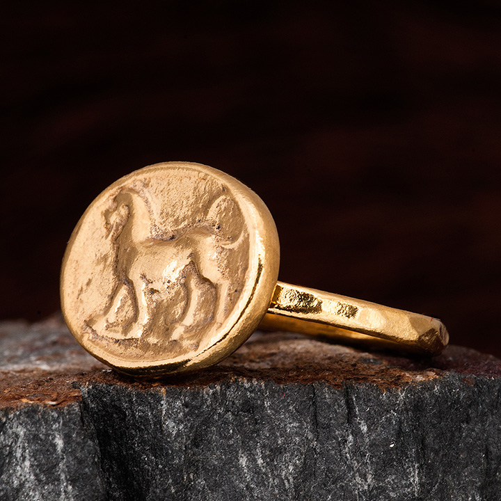 Antik Roma Parası Altın Kaplama Gümüş Yüzük Modeli