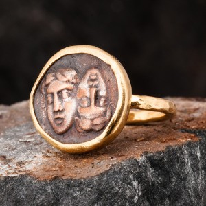 Antik Roma Parası Altın Kaplama Otantik Kadın Gümüş Yüzük Modeli Antik Roma Parası Altın Kaplama Otantik Kadın Gümüş Yüzük Modeli