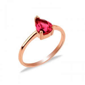 Swarovski Yakut Damla Tek Taş Rose Kaplama Bayan Gümüş Yüzük Swarovski Yakut Damla Tek Taş Rose Kaplama Bayan Gümüş Yüzük